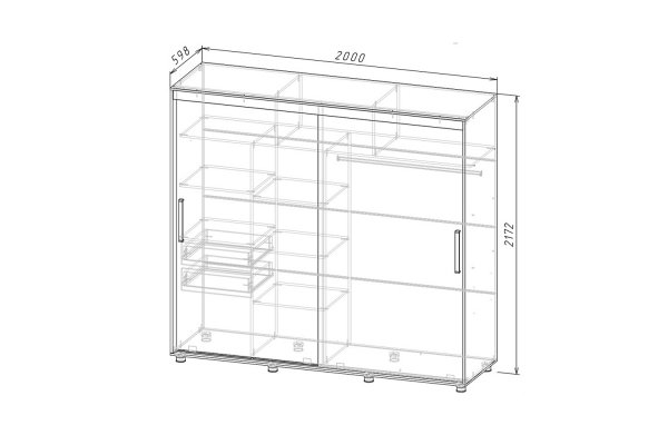 Шкаф-купе "Комфорт-12 ПРАЙМ" 2,0 м с прямоугольным зеркалом