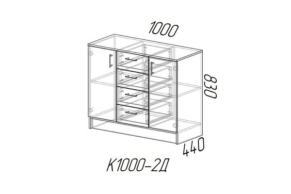 Комод с ящиками и дверцами К1000-2Д
