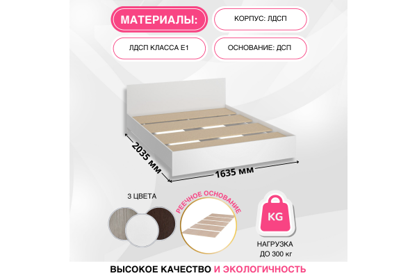 Кровать "РОНДА" 1,6*2,0 м (КР-160) + Матрас Эргоформ (ППУ) h14 см